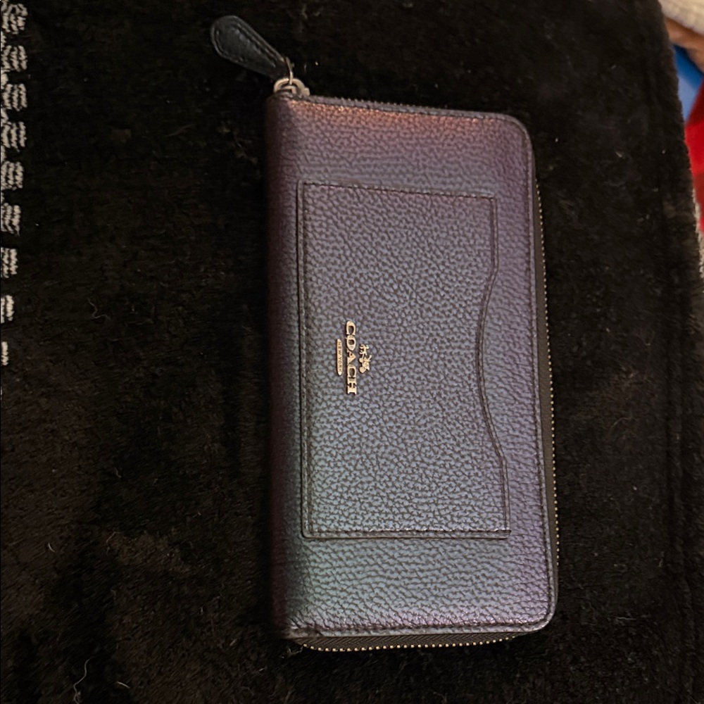 Rare Coach Iridescent Oil Slick Leather Zip